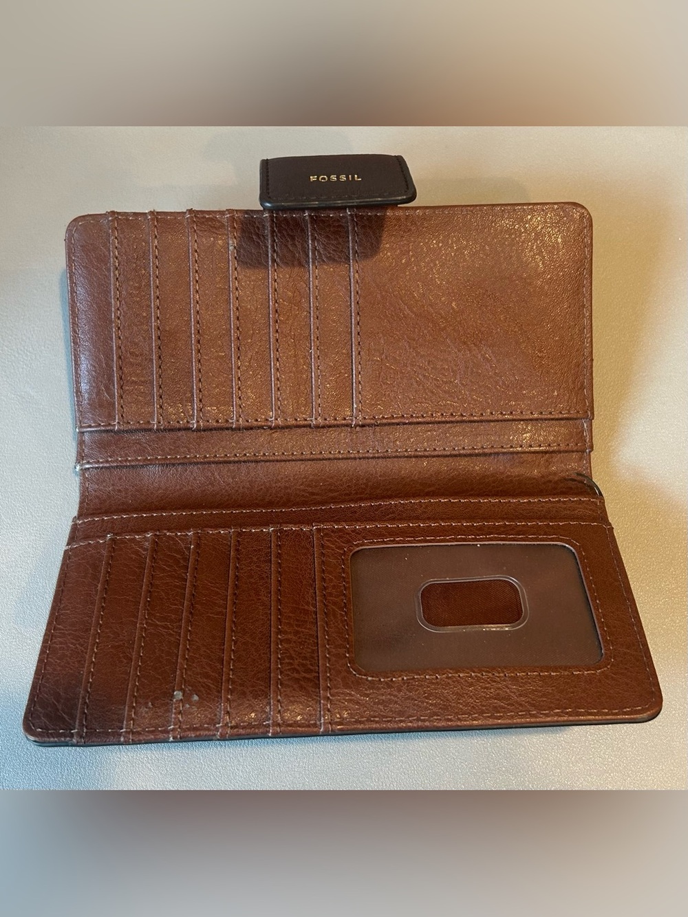 Fossil Brown and Cream Striped Signature Clutch Wallet - Picture 3 of 6
